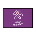Fußmatte mit Gummirand, dunkelviolett, weißes Logo mit rotem Herz und Schrift „Mein Revier!“