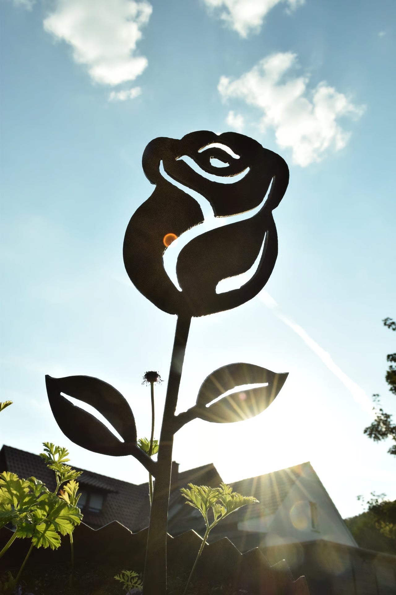 Gartenstecker Rose groß 50 cm - feuertonnen.org