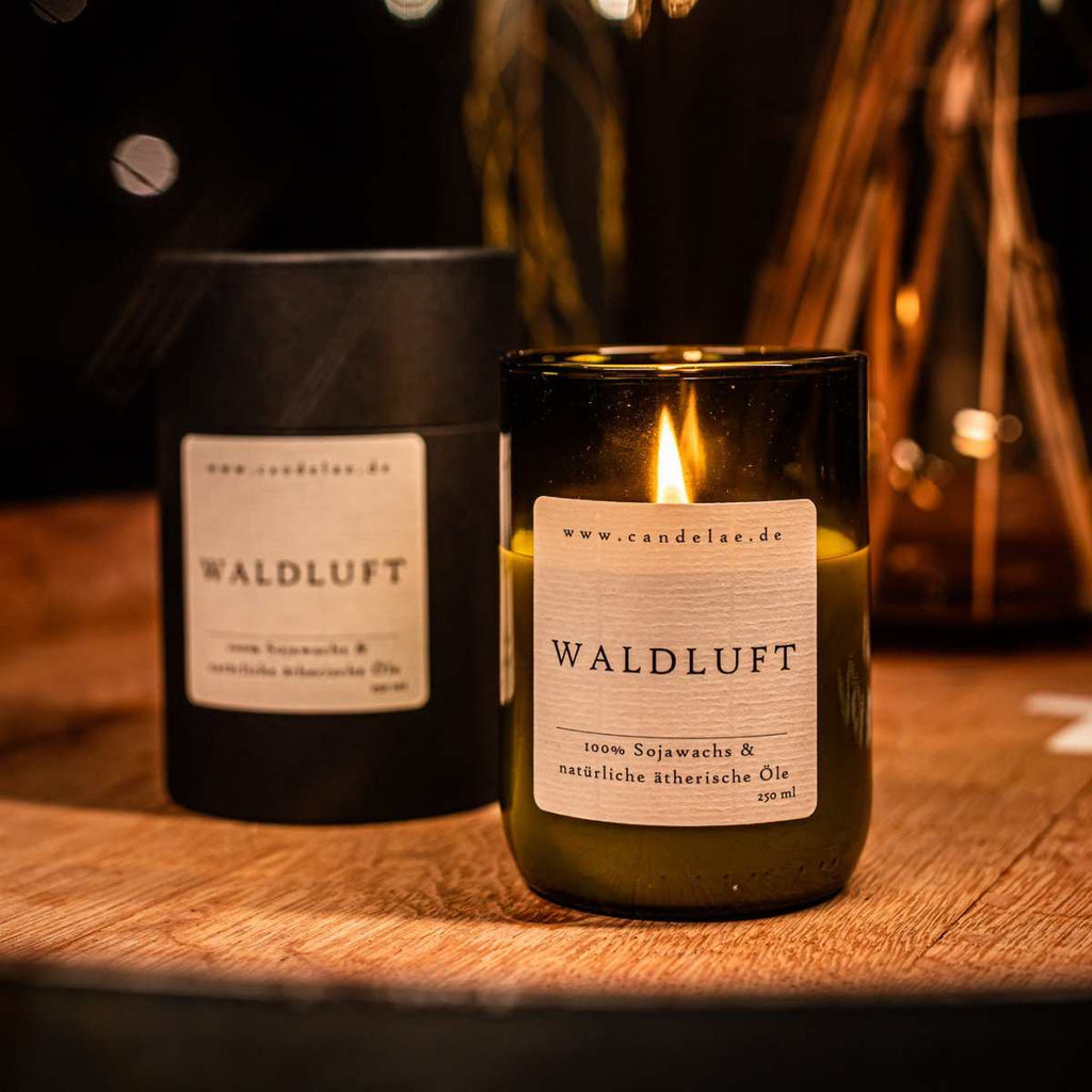 Waldluft Duftkerze – Sojawachs Kerze mit frischem Waldduft