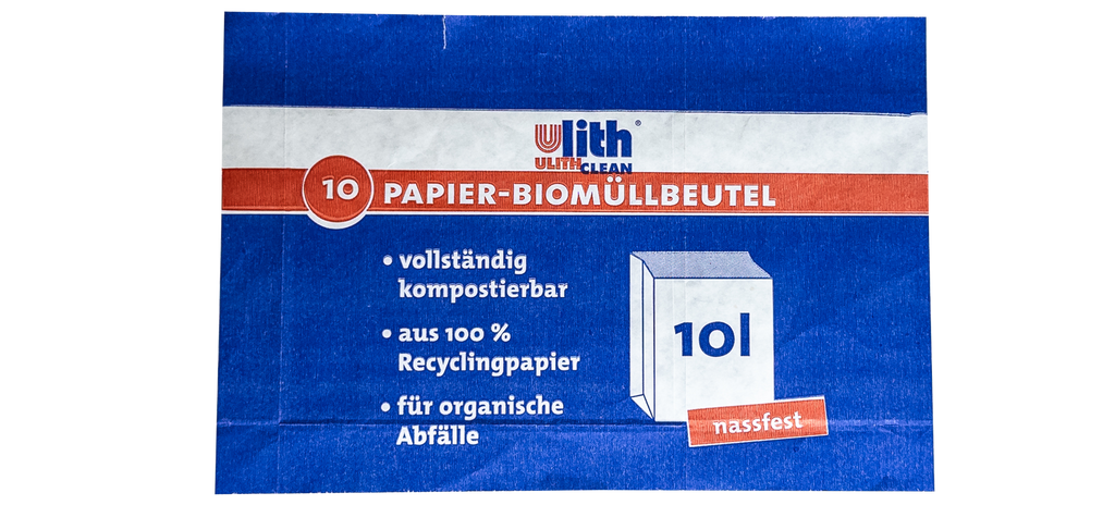 Papier Bio Müllbeutel 10L – Nassfest, Braun, aus recyceltem Material