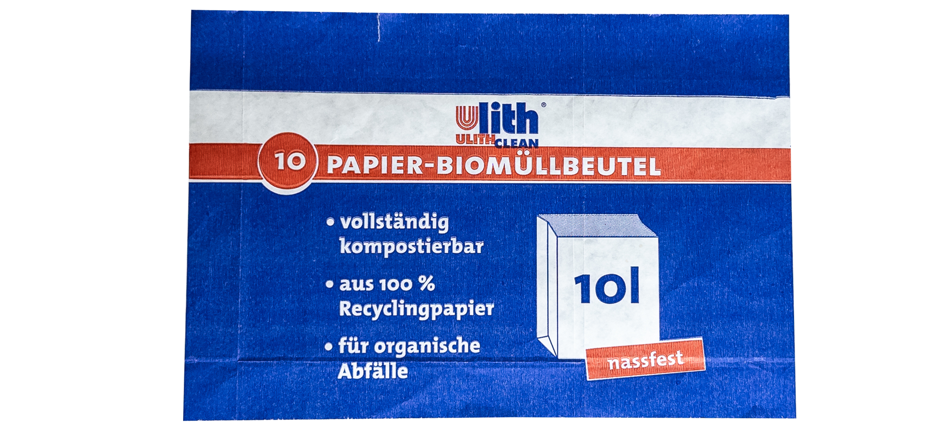 Papier Bio Müllbeutel 10L – Nassfest, Braun, aus recyceltem Material
