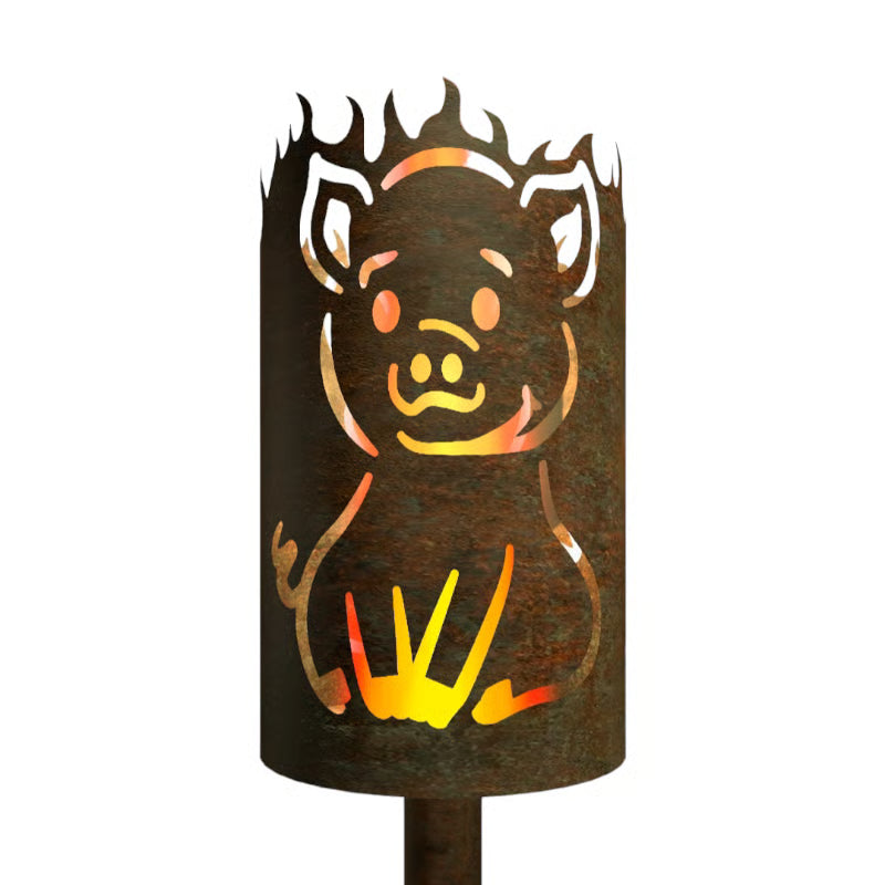 Gartenfackel Motiv Schwein von feuertonnen.org