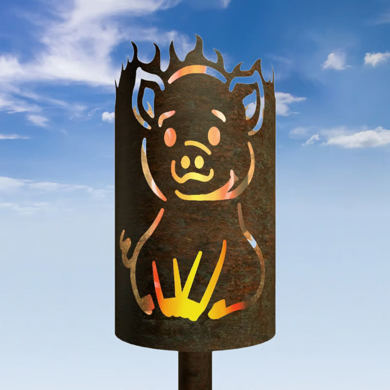 Gartenfackel Motiv Schwein von feuertonnen.org