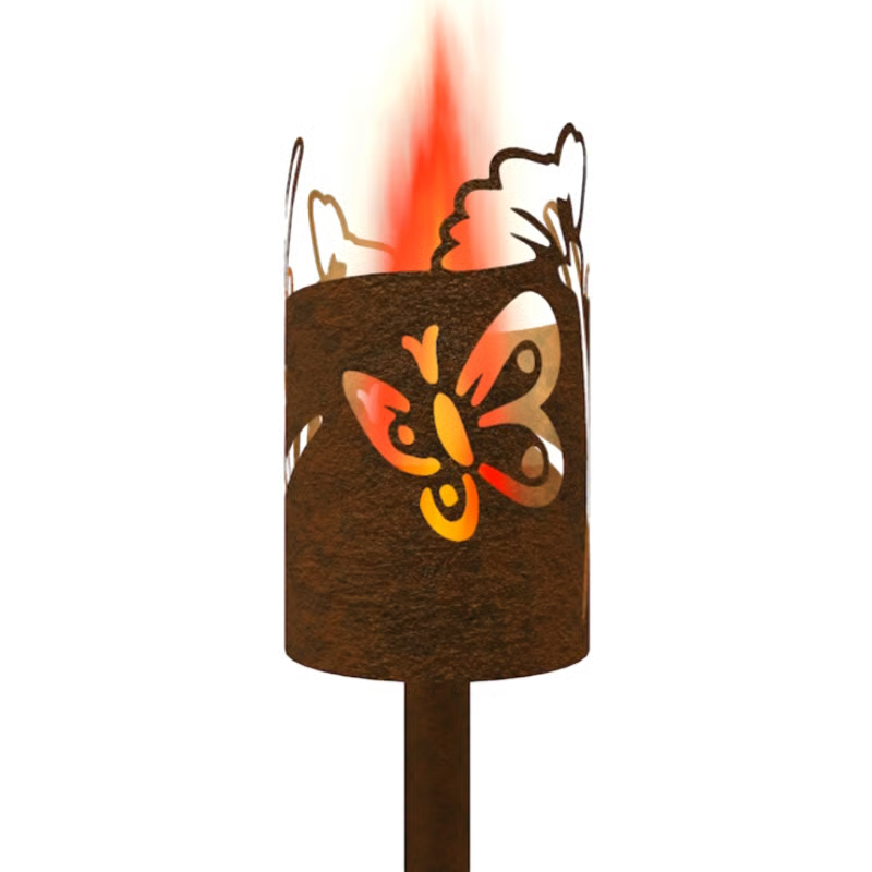 Gartenfackel Schmetterling & Blumen - feuertonnen.org