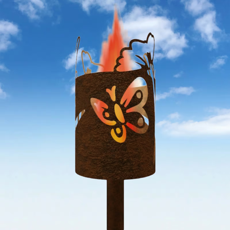 Gartenfackel Schmetterling & Blumen - feuertonnen.org