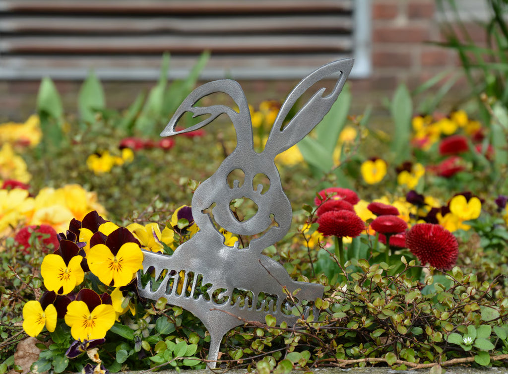 Gartenstecker Hase Willkommen klein