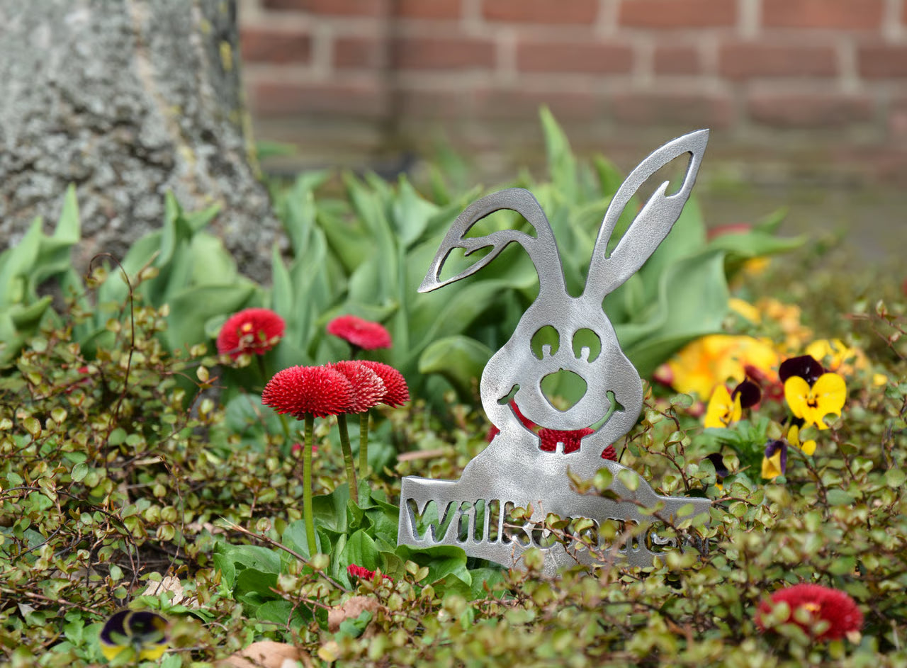 Gartenstecker Hase Willkommen klein