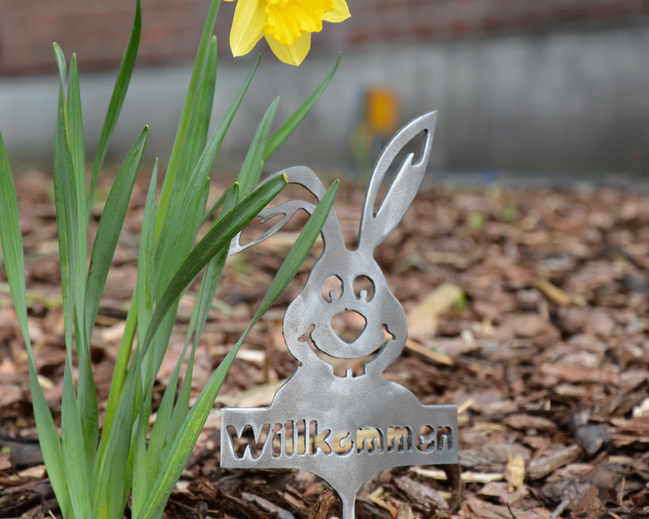 Gartenstecker Hase Willkommen klein