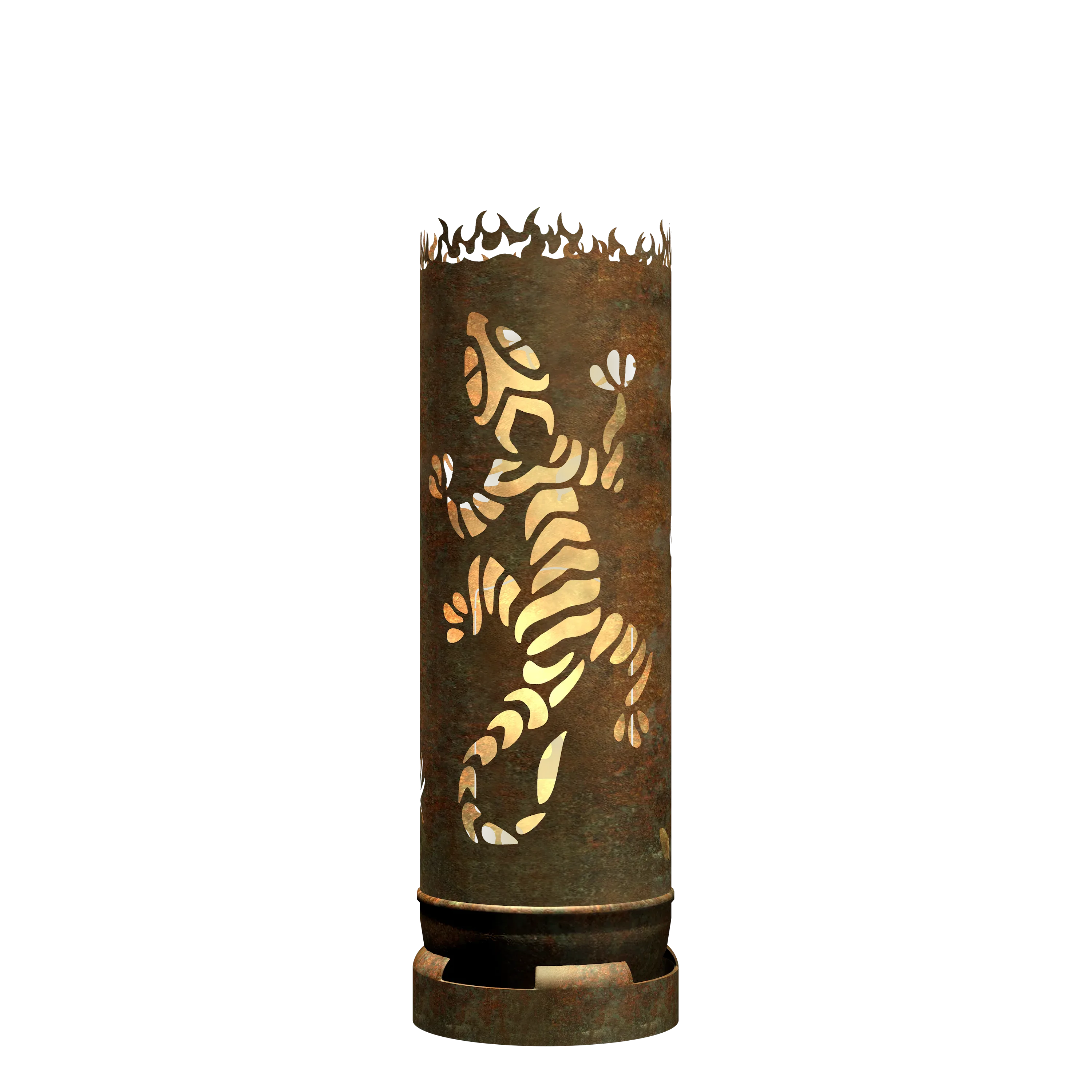 Feuertonne Gecko mit Blättern - feuertonnen.org