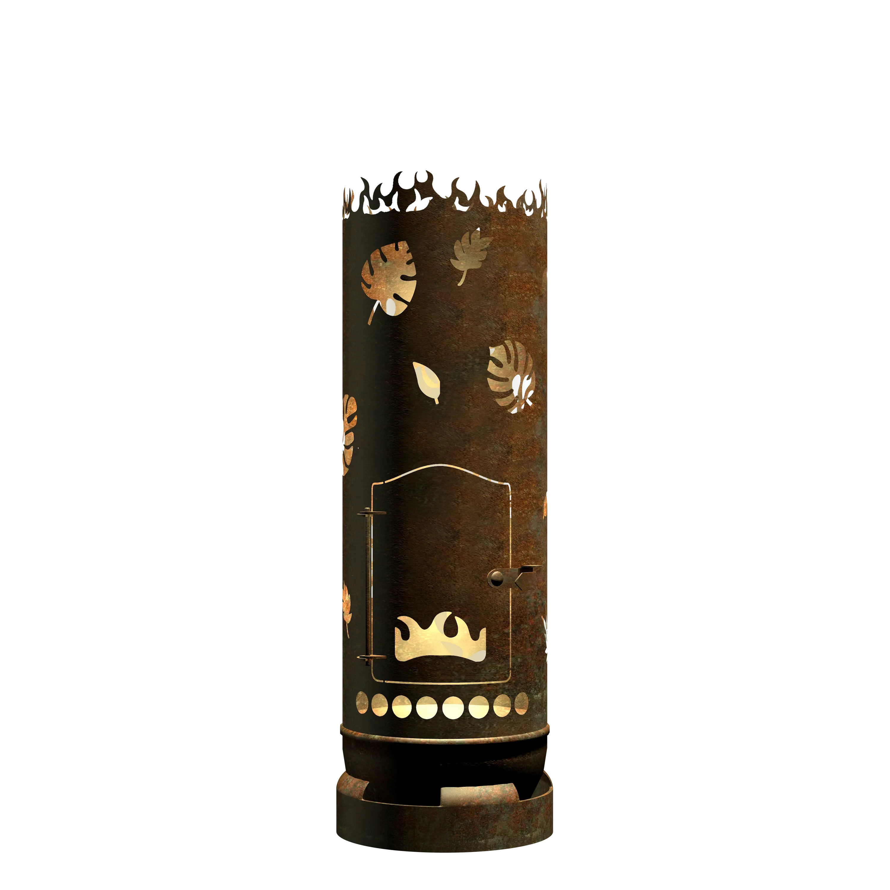 Feuertonne Gecko mit Blättern - feuertonnen.org