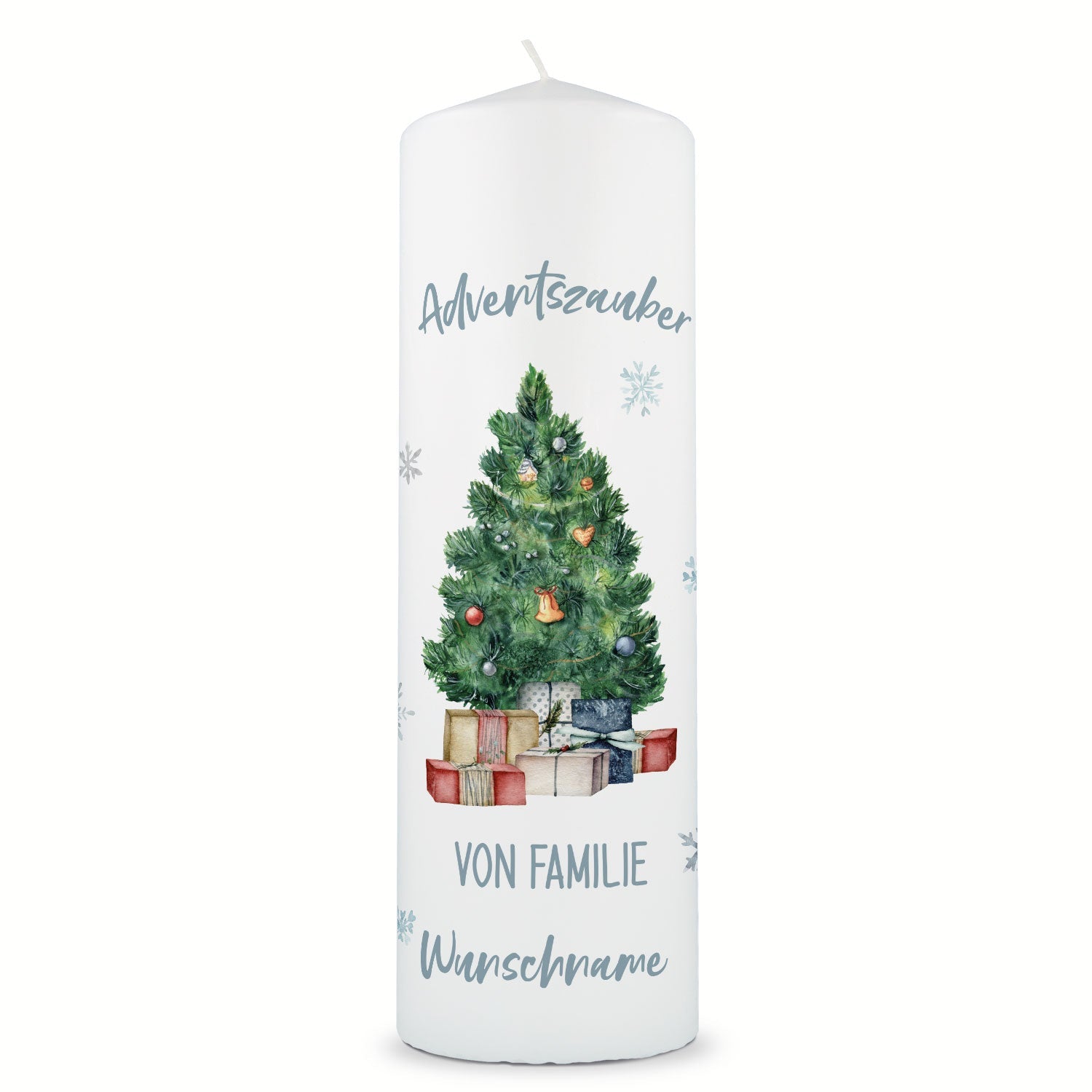 Große Kerze "Adventszauber" mit Namen zu Weihnachten