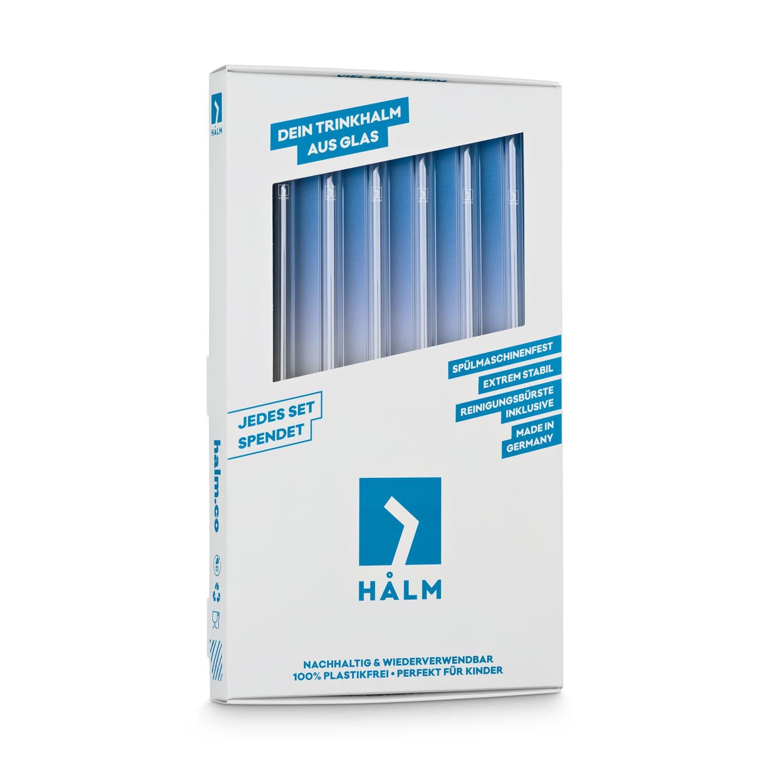 Glasstrohhalme 6x 20cm (Gerade)