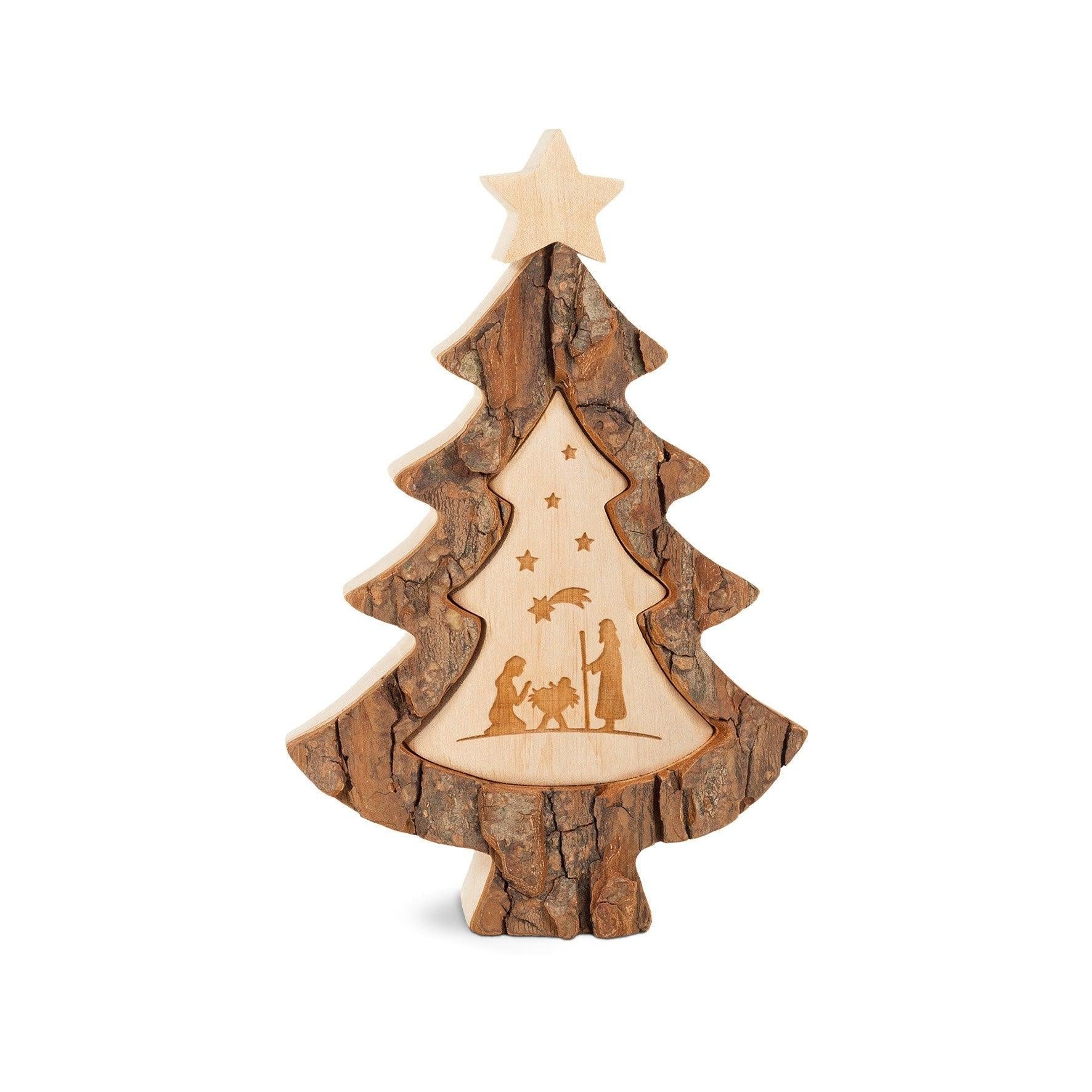 Thankgoods Weihnachtsbaum mit Lasermotiv Krippe
