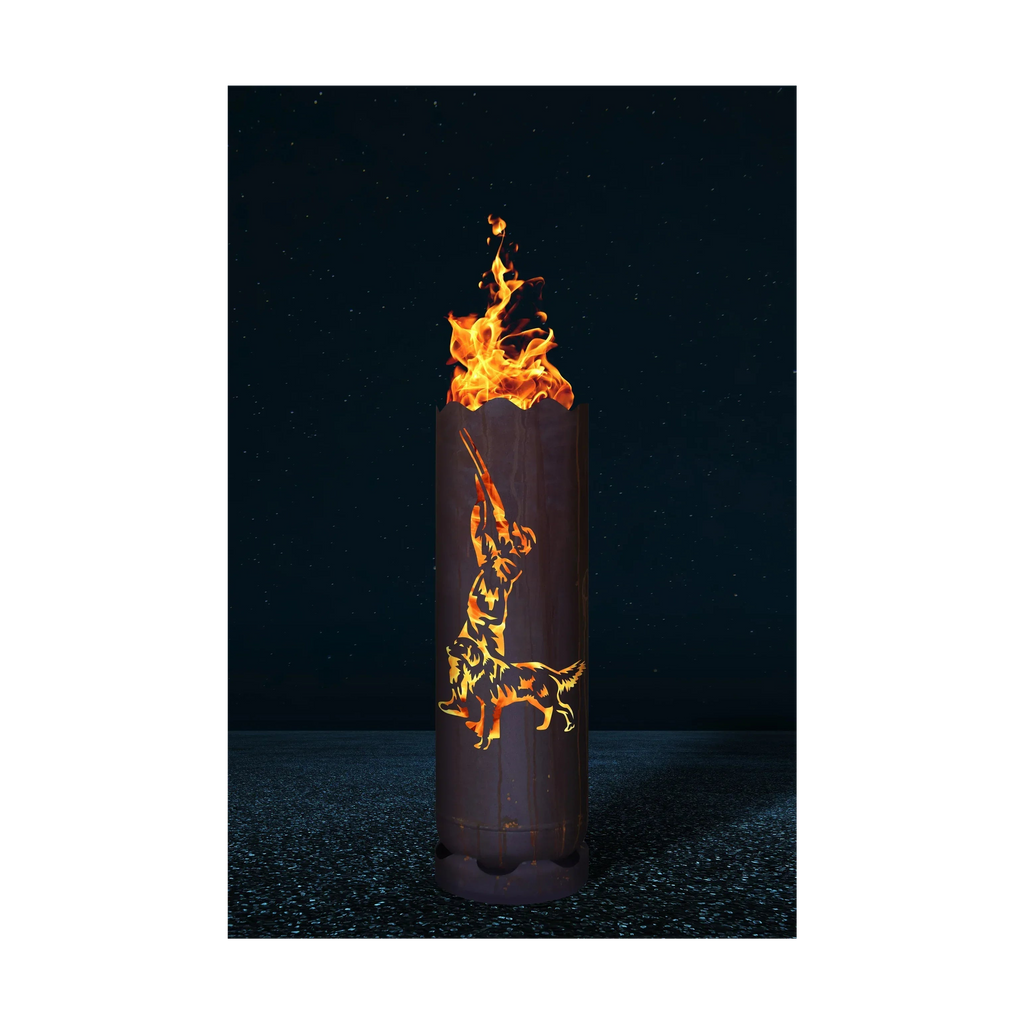 Chasseur de barils de feu avec chien