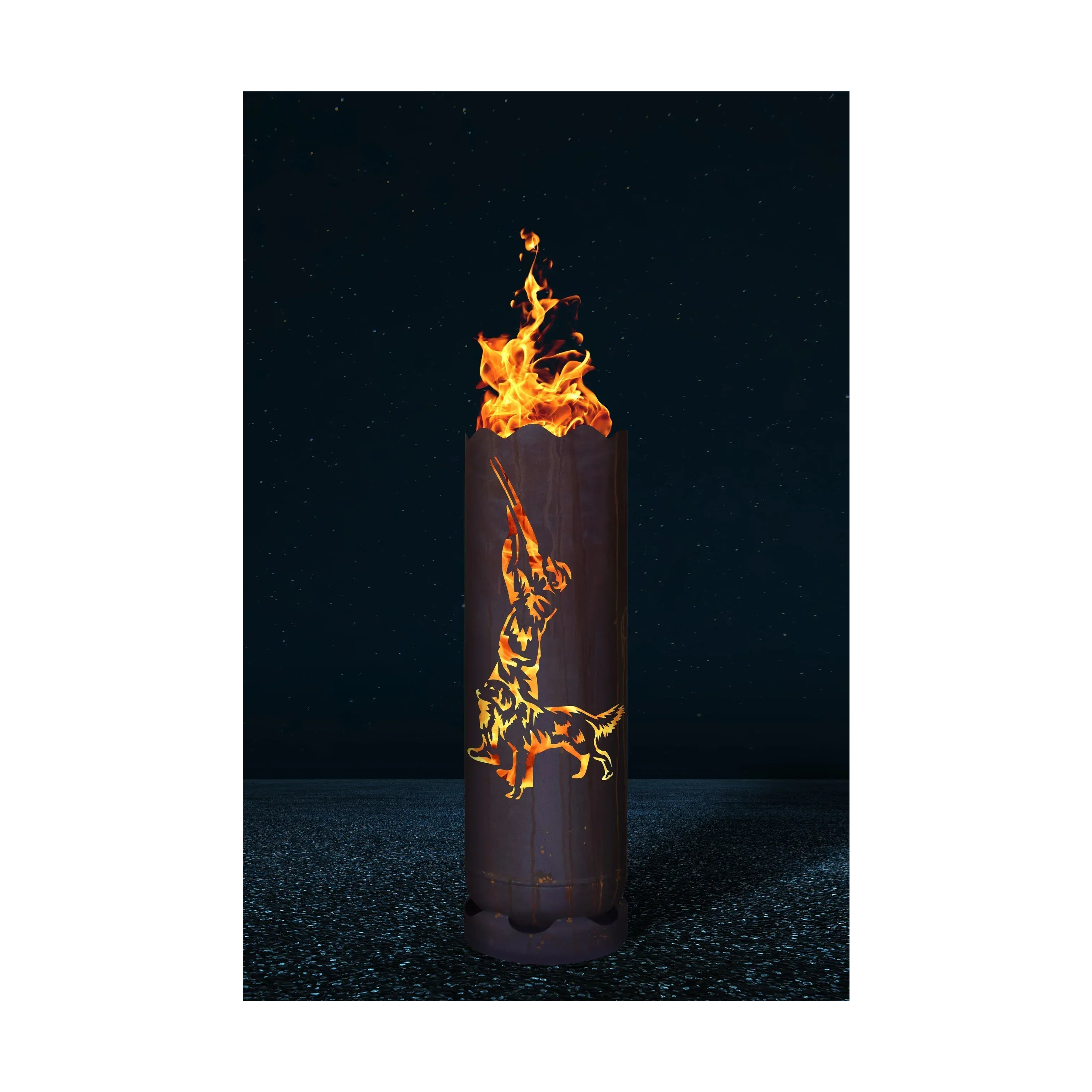 Chasseur de barils de feu avec chien