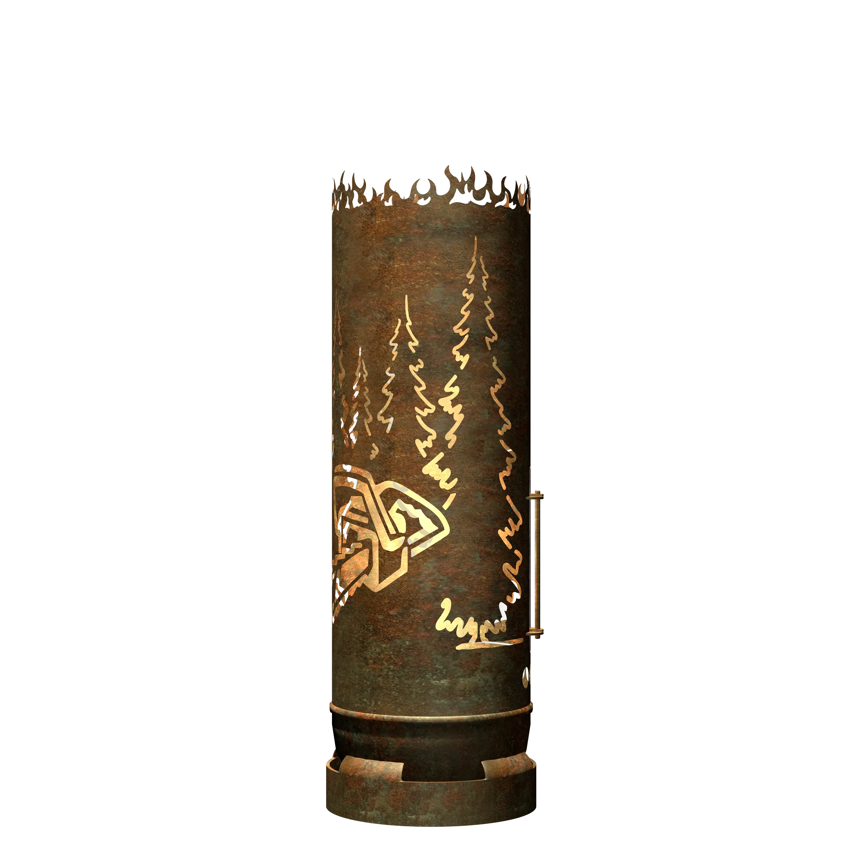 Feuertonne Motorsäge mit Wald inkl. Personalisierung - feuertonnen.org