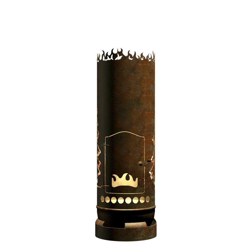 Feuertonne Motorsäge mit Wald inkl. Personalisierung - feuertonnen.org