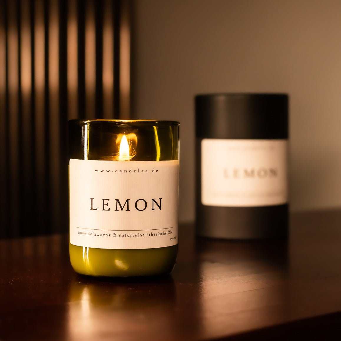 Lemon Scented Candle - Soy Wax Candle with Lemon Scent in a Wine Bottle Glass