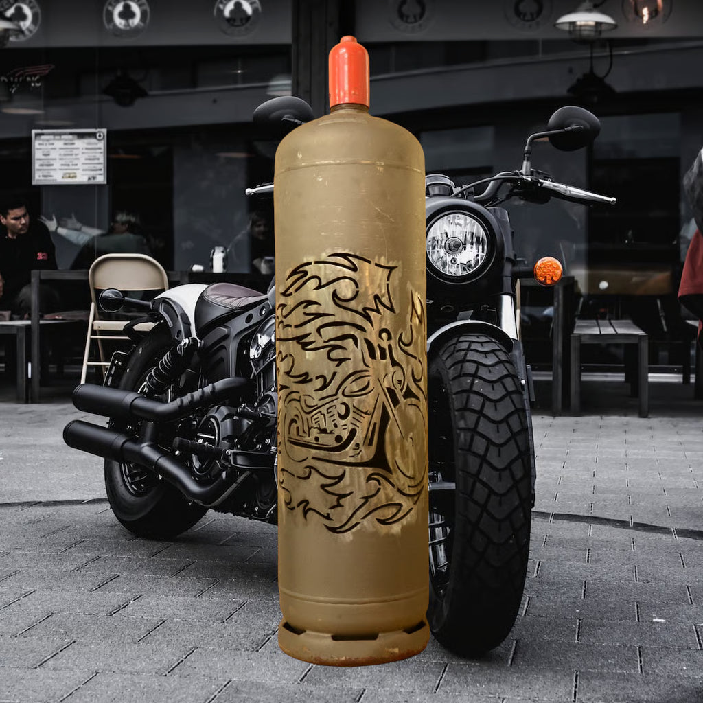 Feuertonne Motorrad in Flammen - feuertonnen.org