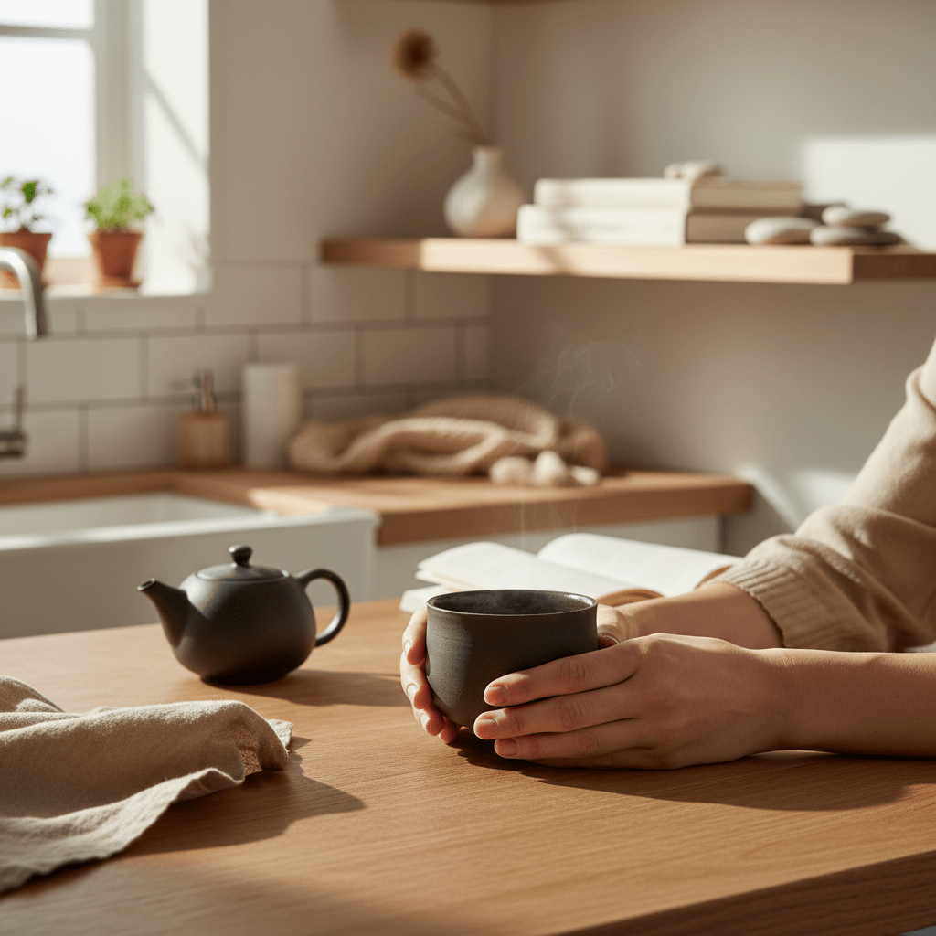 OCHA grau/schwarz | handgemachte Teetasse (Matcha)