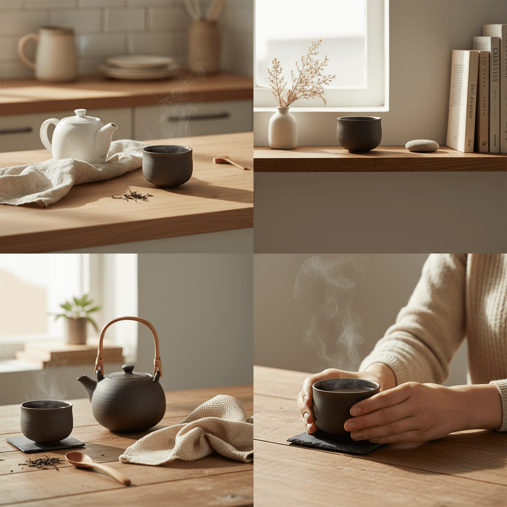 OCHA grau/schwarz | handgemachte Teetasse (Matcha)