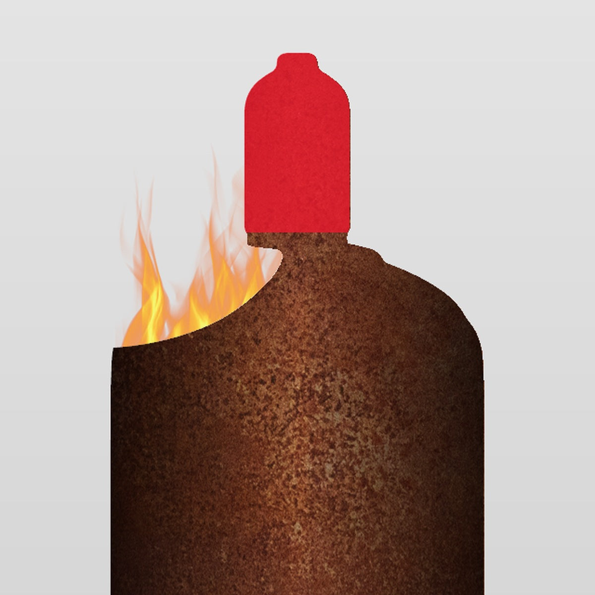Öffnung Standard: originales Oberteil der Gasflasche mit roter Kappe
