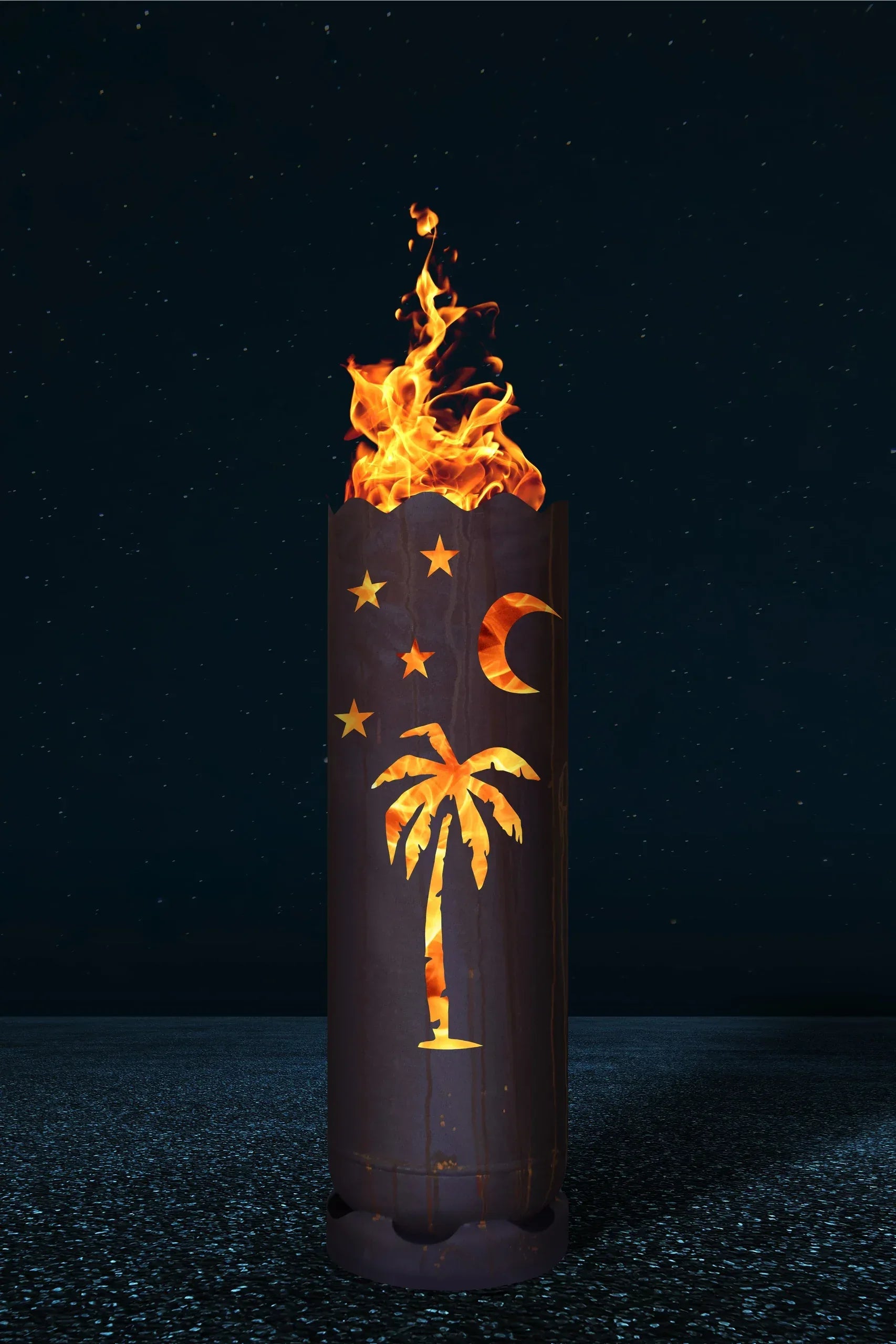 Feuertonne "Palme mit Sternen" - feuertonnen.org