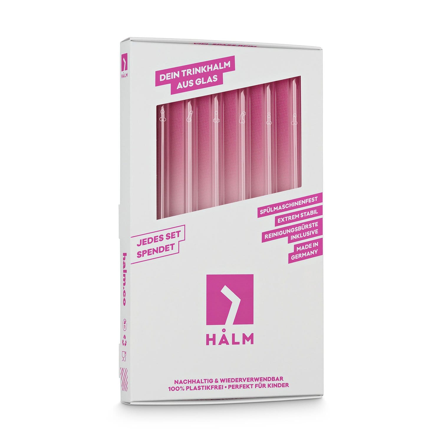 Penis Strohhalme 6x Glastrinkhalme für Bachelorette Party 15cm, 20cm, 23cm