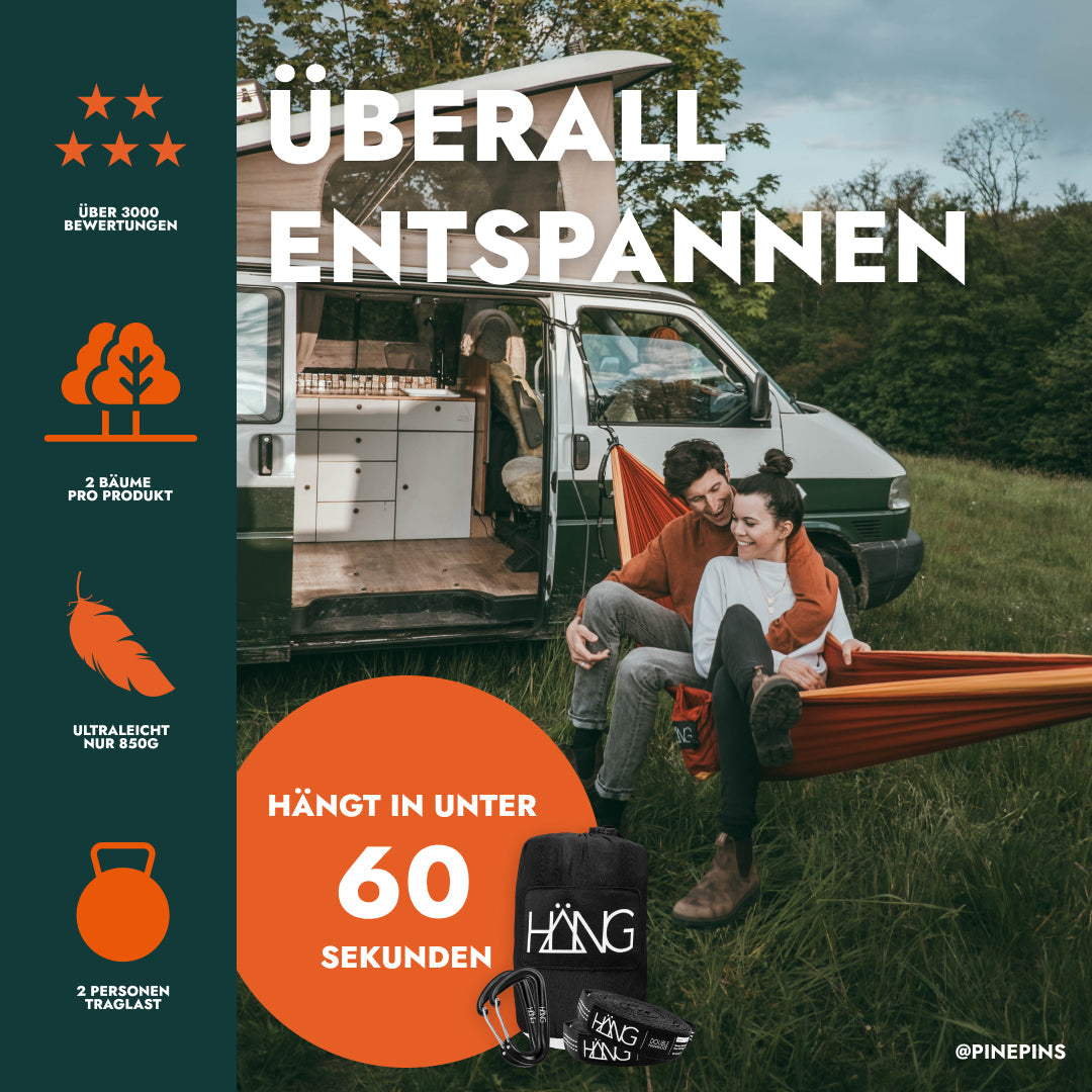 Orangene Hängematte im Set mit HÄNG Stuffsack