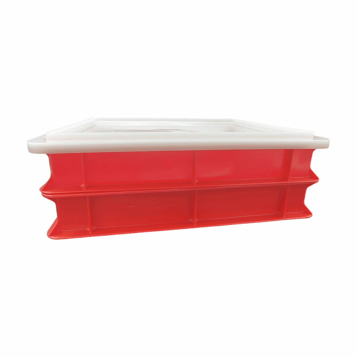 7-cm-Pizzaballenbox mit Deckel, rot, klappbarer Deckel