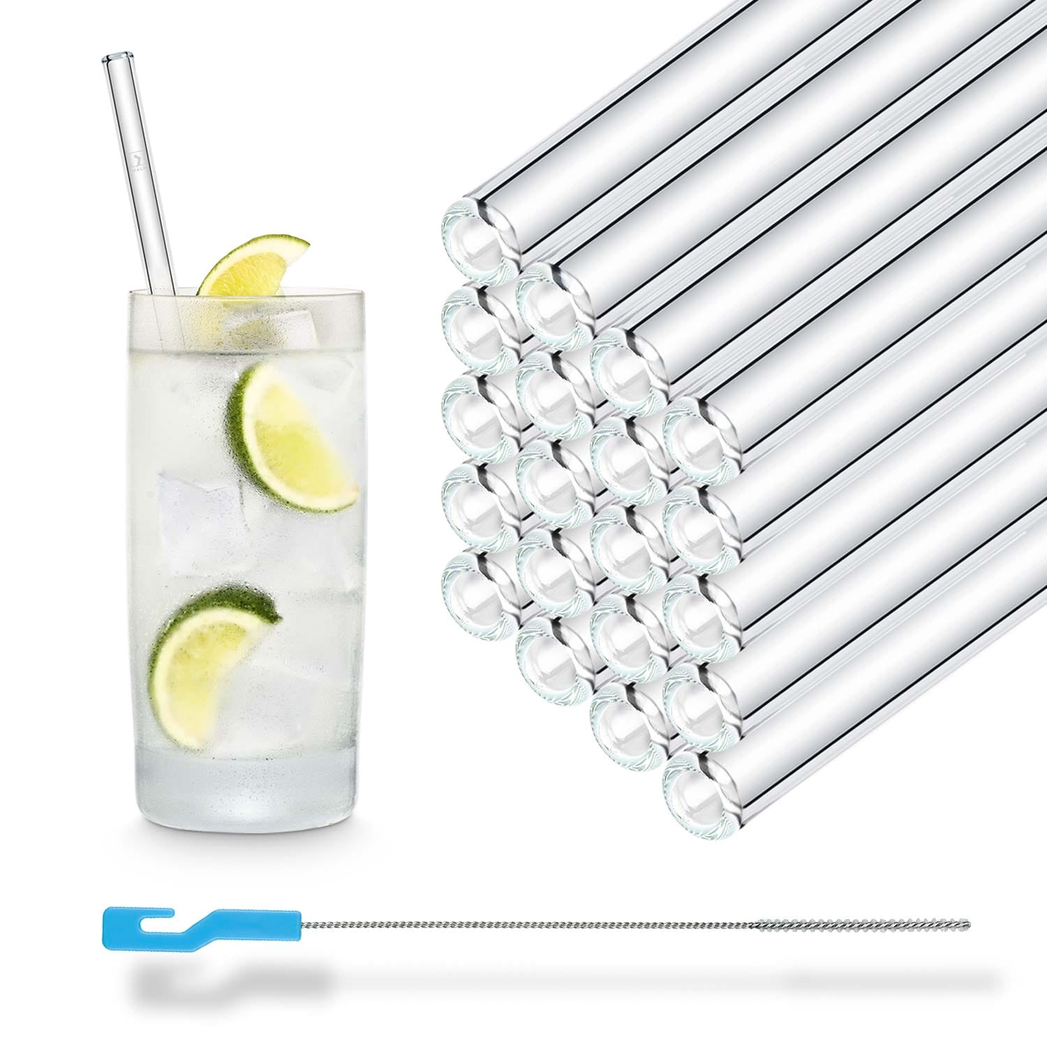 50x 20cm Glasstrohhalme für jeden Anlass inkl. Profi Reinigungsbürste