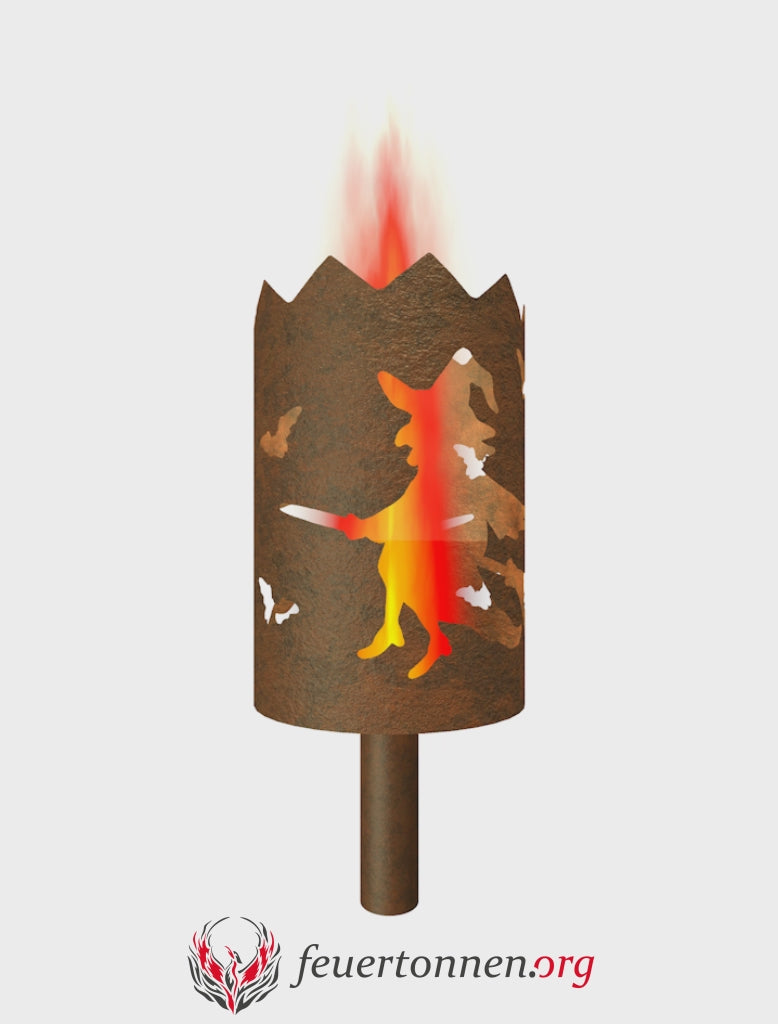 sorcière torche de jardin et chauves-souris 