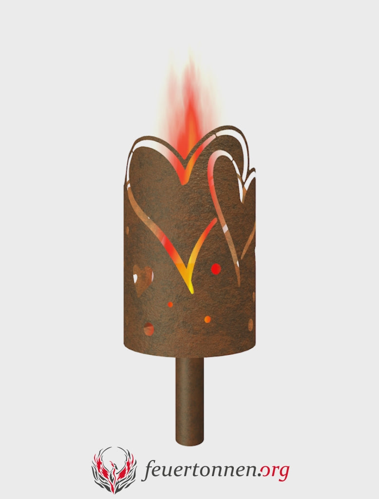 Gartenfackel mit Herzen