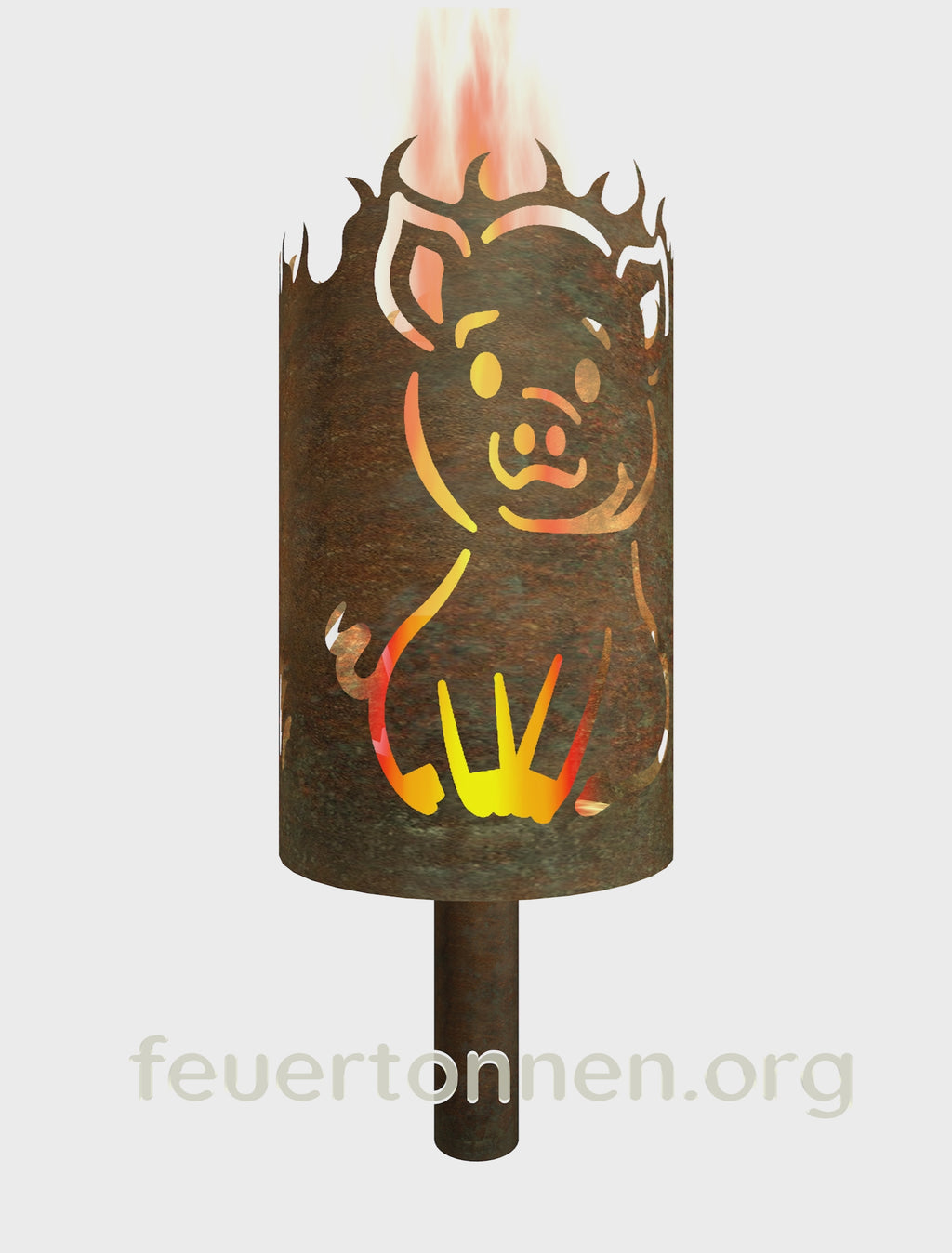Video von Gartenfackel Motiv Schwein von feuertonnen.org
