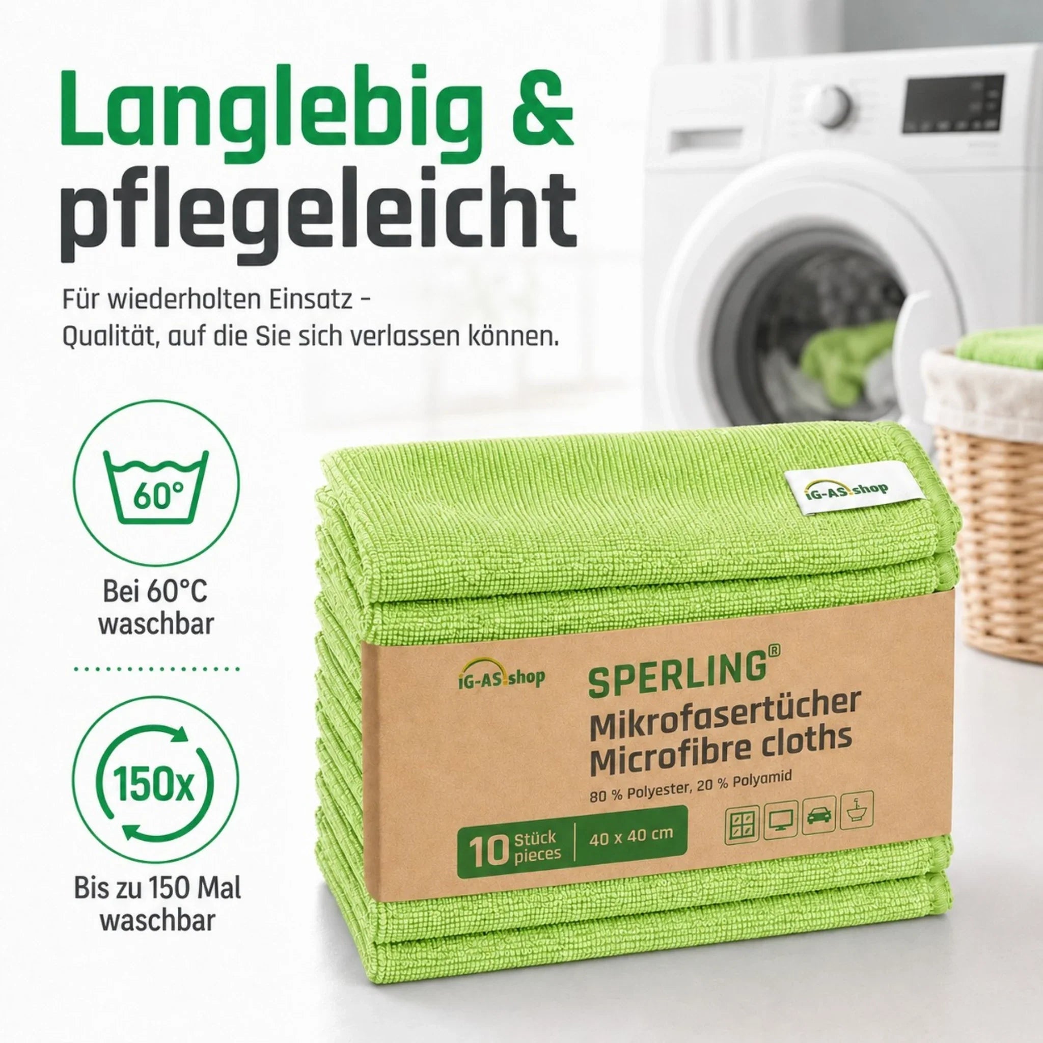 Sperling® Mikrofasertücher in Blau & Grün – 40 x 40 cm